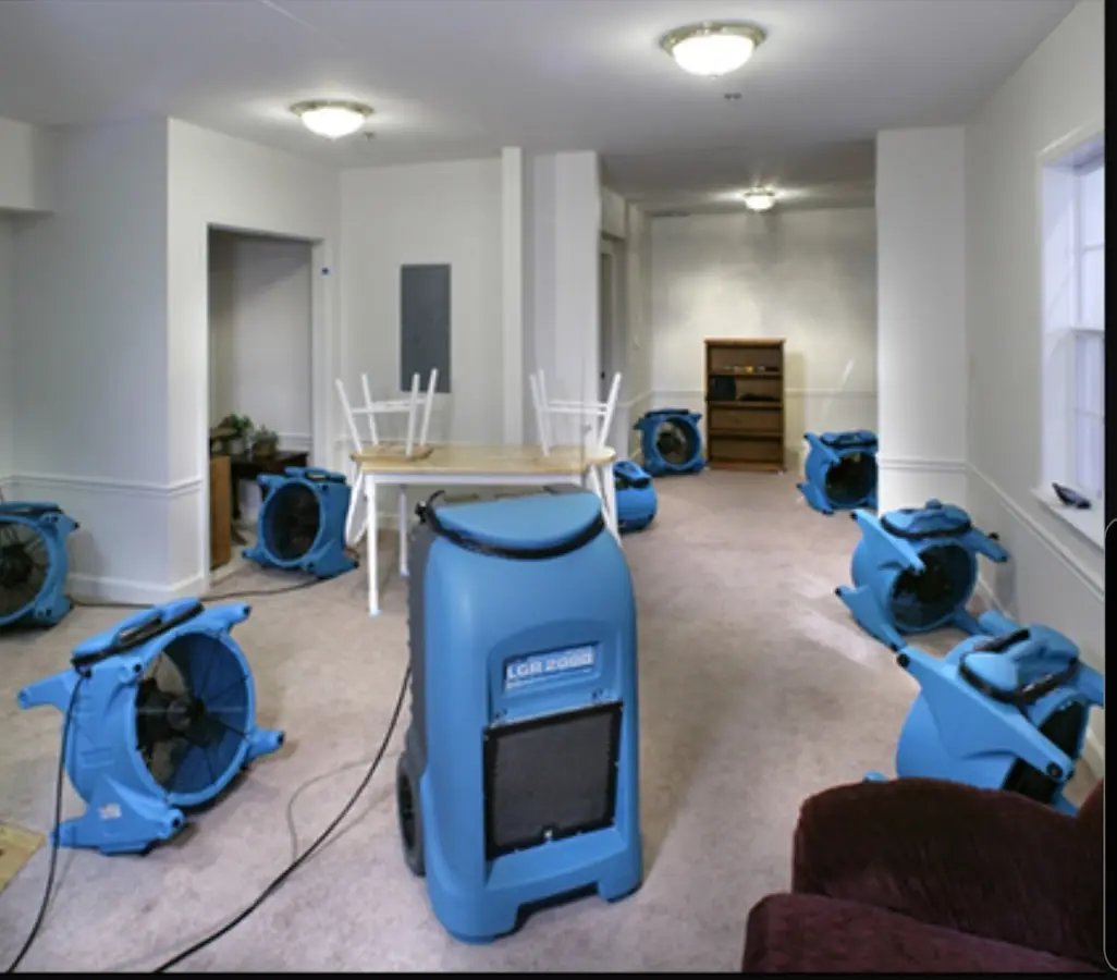 Air movers and dehumidifier setup for Water Extraction & Removal in South Hadley
